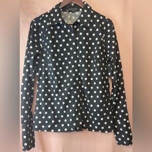 Boston Proper Black and White Polka Dot Button-Down
